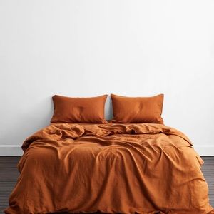 Bed Threads Flax Linen Queen Rust Duvet Cover